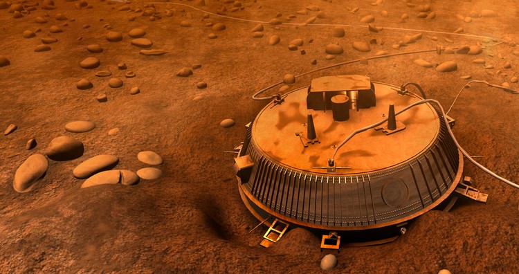 Vue d’artiste de Huygens sur Titan – droits : ESA