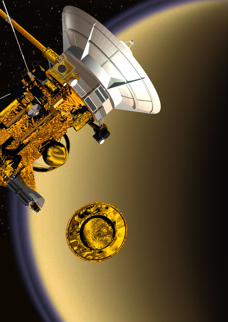 Légende : Mission Cassini-Huygens : séparation de l'atterrisseur Huygens - droits : ESA/D. Ducros