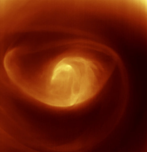 Masse de gaz et nuage tourbillonnants au pôle sud de Vénus – droits : ESA/VIRTIS/INAF-IASF/Obs. de Paris-LESIA/Univ. Oxford