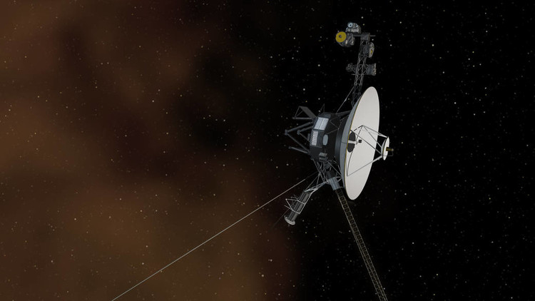 Vue d’artiste de la sonde Voyager 1 quittant le Système solaire – droits : NASA/JPL-Caltech